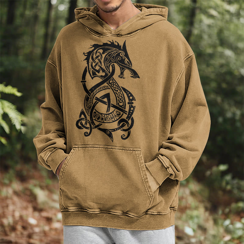 WorldNorse Celtic Knot Norse Dragon Washed Hoodie - image 21