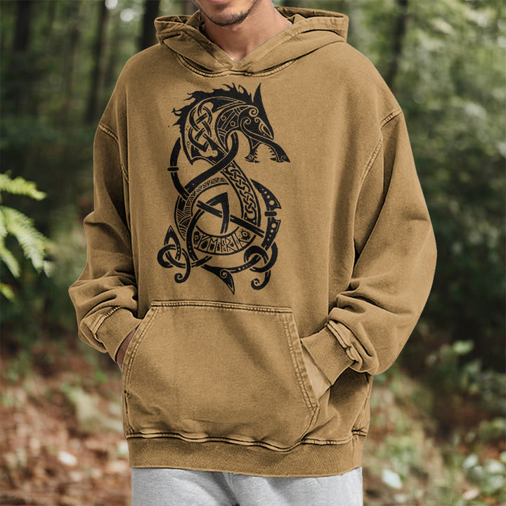 WorldNorse Celtic Knot Norse Dragon Washed Hoodie - image 21