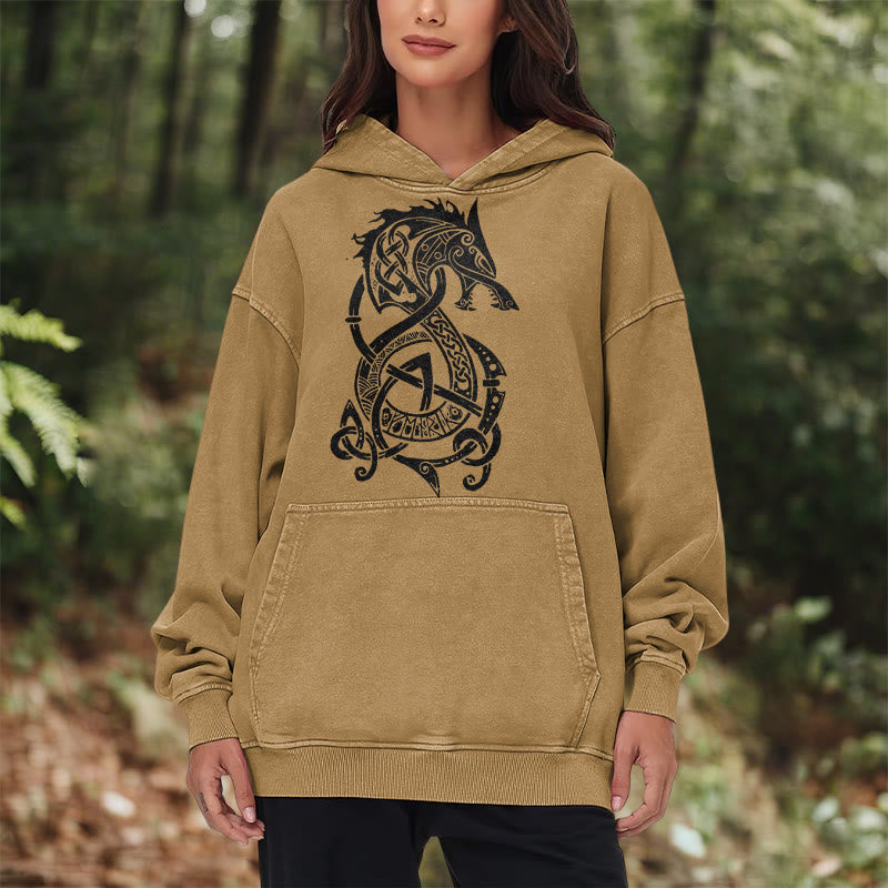 WorldNorse Celtic Knot Norse Dragon Washed Hoodie - image 22