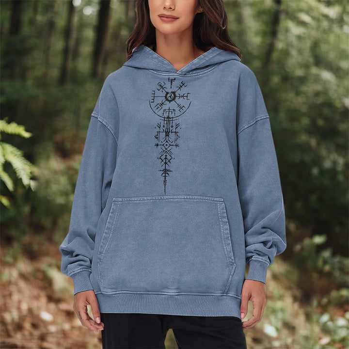 WorldNorse Ornate Rune Vegvisir Emblem Washed Hoodie - image 18