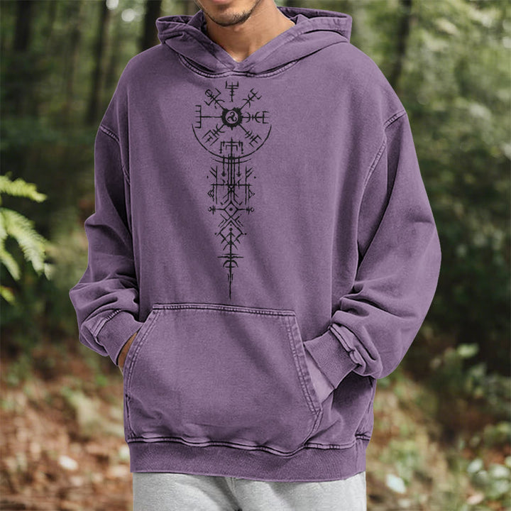 WorldNorse Ornate Rune Vegvisir Emblem Washed Hoodie - image 25