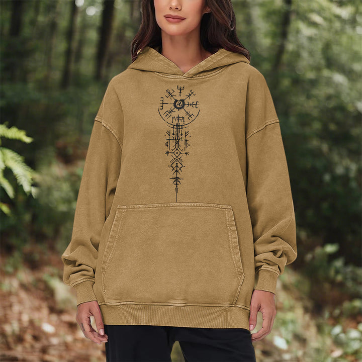 WorldNorse Ornate Rune Vegvisir Emblem Washed Hoodie - image 22