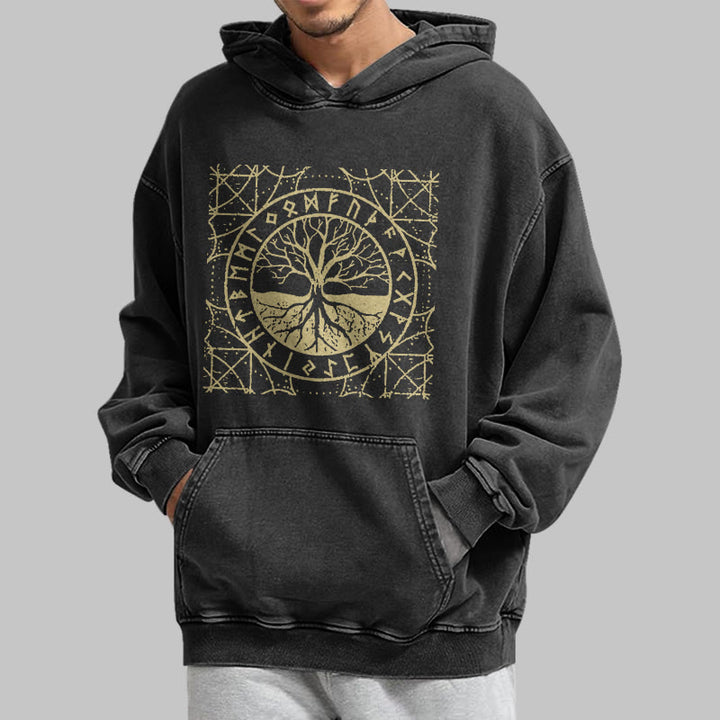 WorldNorse Golden Rune Yggdrasil Washed Hoodie - image 4