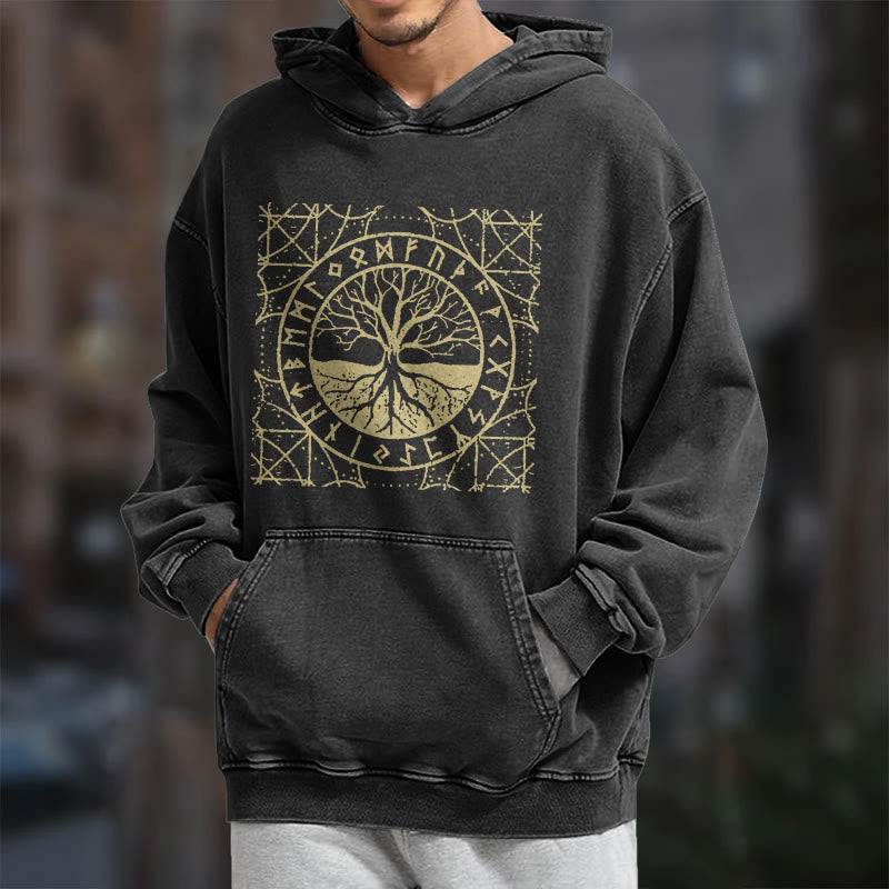 WorldNorse Golden Rune Yggdrasil Washed Hoodie - image 7