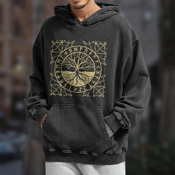 WorldNorse Golden Rune Yggdrasil Washed Hoodie - image 7