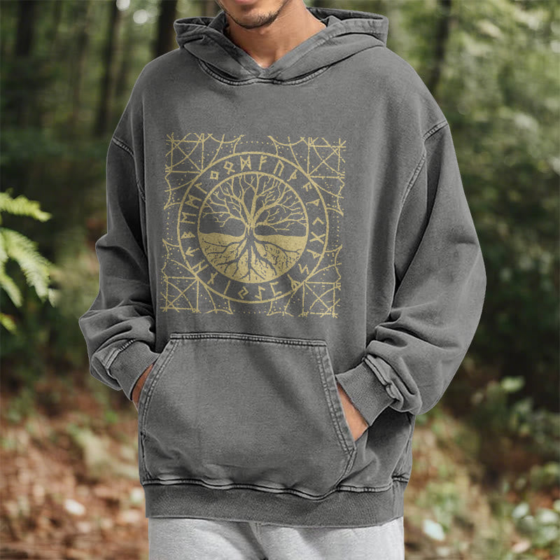 WorldNorse Golden Rune Yggdrasil Washed Hoodie - image 14