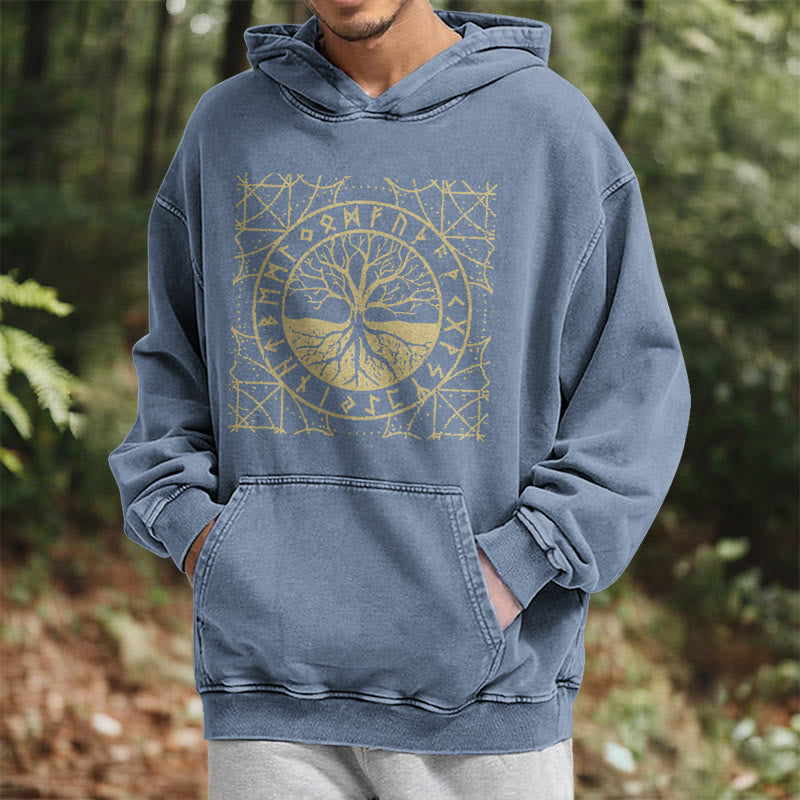 WorldNorse Golden Rune Yggdrasil Washed Hoodie - image 17