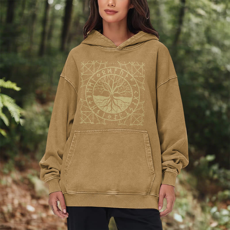 WorldNorse Golden Rune Yggdrasil Washed Hoodie - image 22