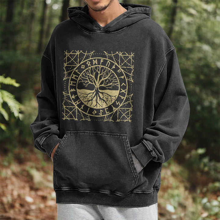 WorldNorse Golden Rune Yggdrasil Washed Hoodie - image 6