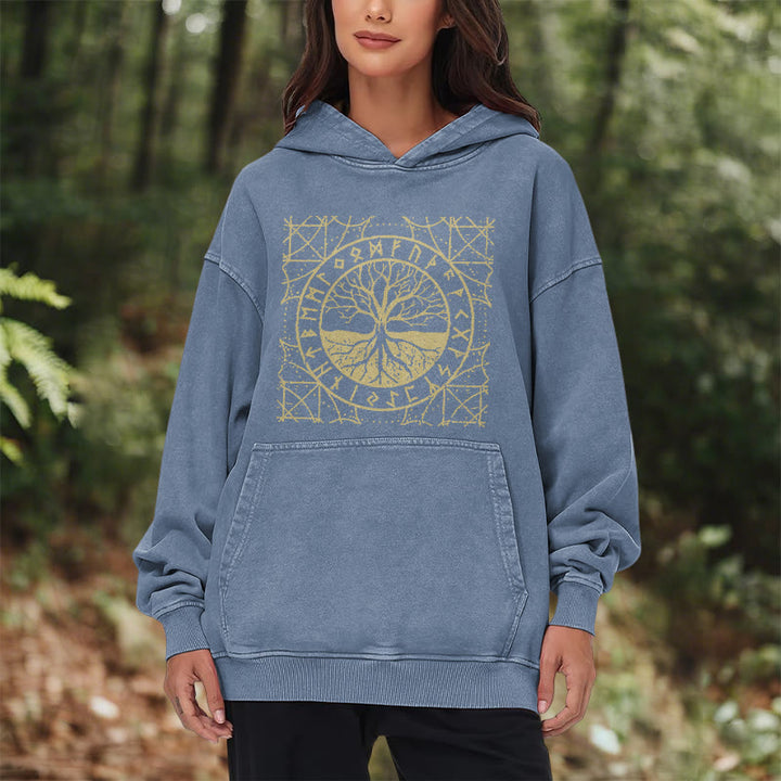 WorldNorse Golden Rune Yggdrasil Washed Hoodie - image 18