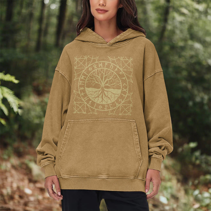 WorldNorse Golden Rune Yggdrasil Washed Hoodie - image 22