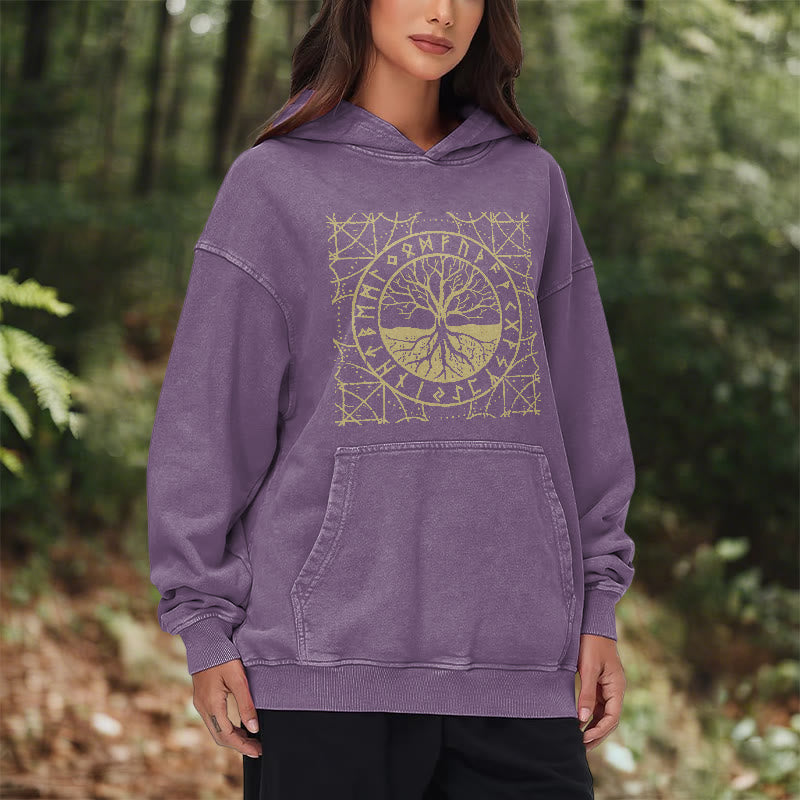 WorldNorse Golden Rune Yggdrasil Washed Hoodie - image 26