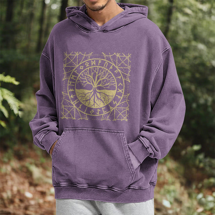 WorldNorse Golden Rune Yggdrasil Washed Hoodie - image 25