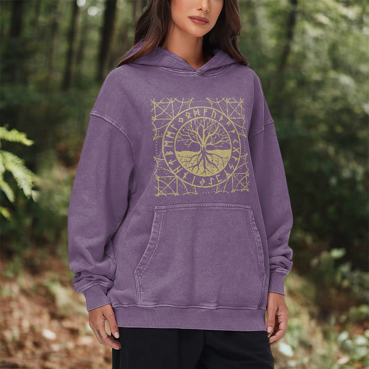 WorldNorse Golden Rune Yggdrasil Washed Hoodie - image 26
