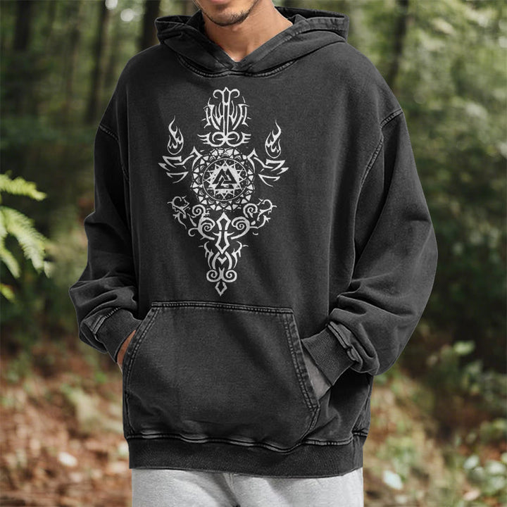 WorldNorse Valknut Flame Emblem Washed Hoodie - image 6