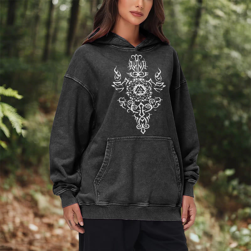 WorldNorse Valknut Flame Emblem Washed Hoodie - image 10
