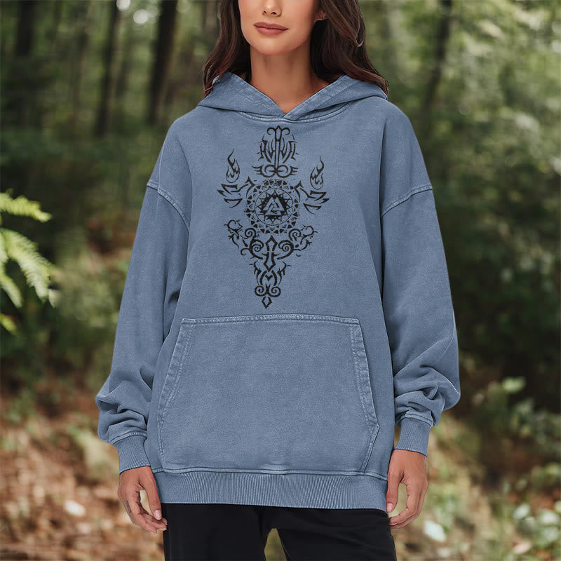 WorldNorse Valknut Flame Emblem Washed Hoodie - image 18