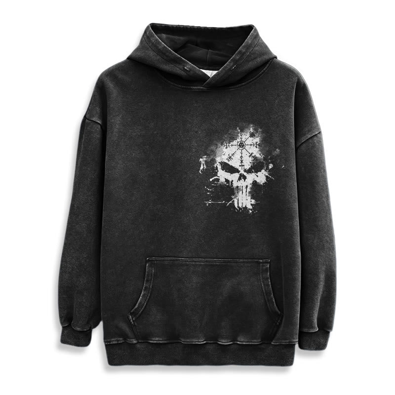 WorldNorse Vegvisir Skull Splatter Washed Hoodie - image 2
