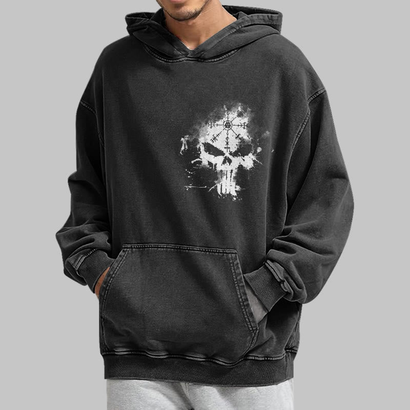 WorldNorse Vegvisir Skull Splatter Washed Hoodie - image 4