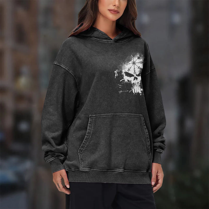 WorldNorse Vegvisir Skull Splatter Washed Hoodie - image 10