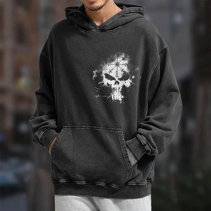 WorldNorse Vegvisir Skull Splatter Washed Hoodie - image 7