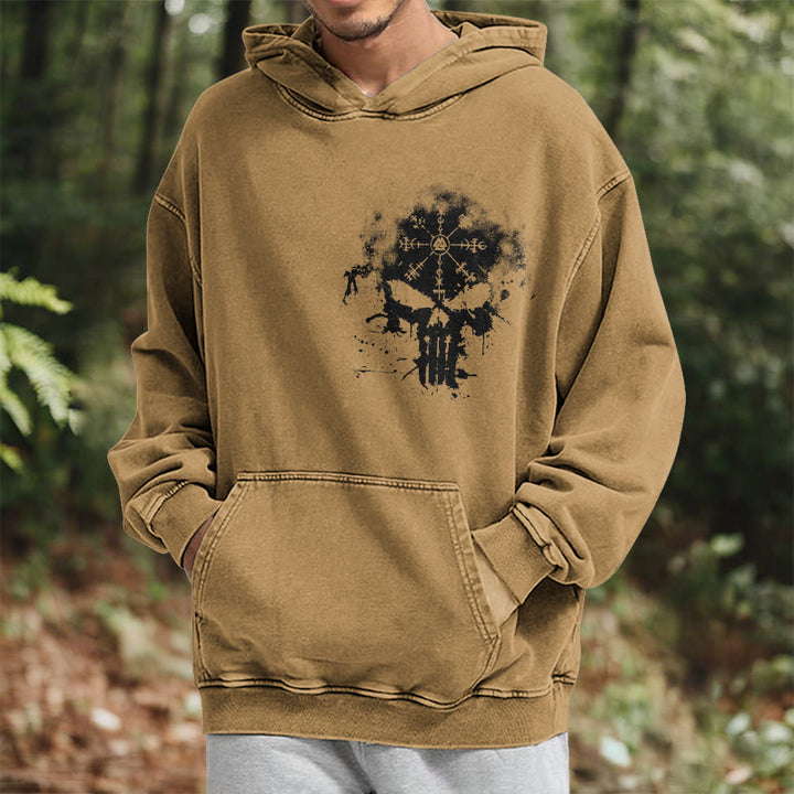 WorldNorse Vegvisir Skull Splatter Washed Hoodie - image 21