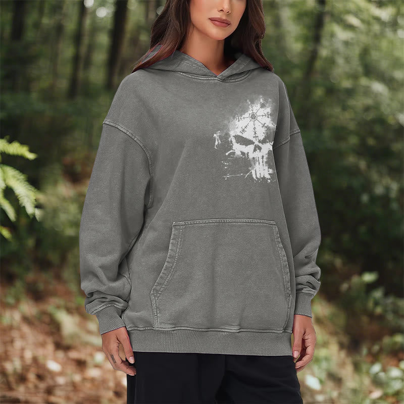 WorldNorse Vegvisir Skull Splatter Washed Hoodie - image 14