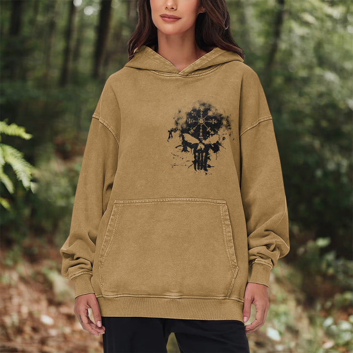 WorldNorse Vegvisir Skull Splatter Washed Hoodie - image 22