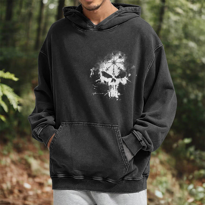 WorldNorse Vegvisir Skull Splatter Washed Hoodie - image 6