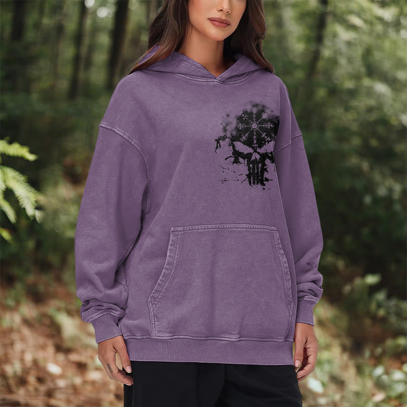 WorldNorse Vegvisir Skull Splatter Washed Hoodie - image 26