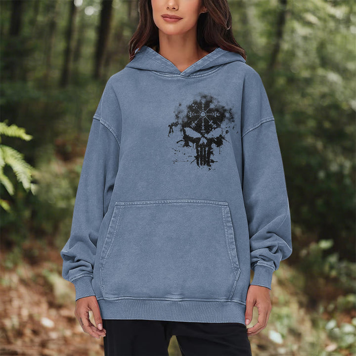 WorldNorse Vegvisir Skull Splatter Washed Hoodie - image 18
