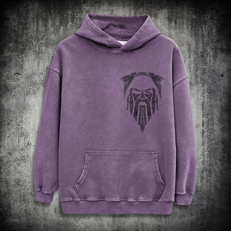 WorldNorse Gothic Rune Viking Elder Washed Hoodie - Purple - 3XL - image 23