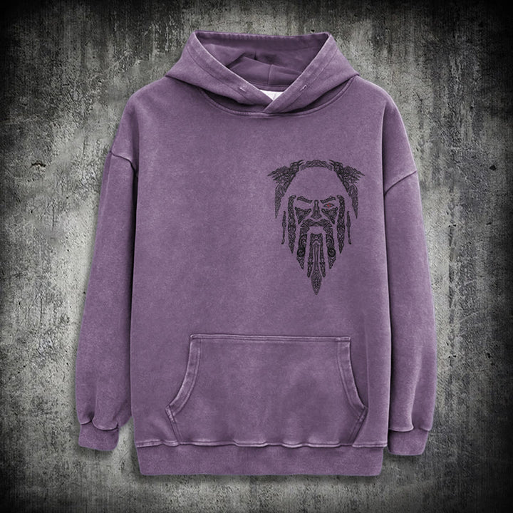 WorldNorse Gothic Rune Viking Elder Washed Hoodie - Purple - 3XL - image 23