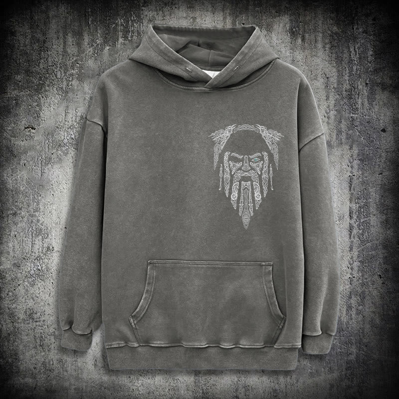 WorldNorse Gothic Rune Viking Elder Washed Hoodie - Grey - 3XL - image 12