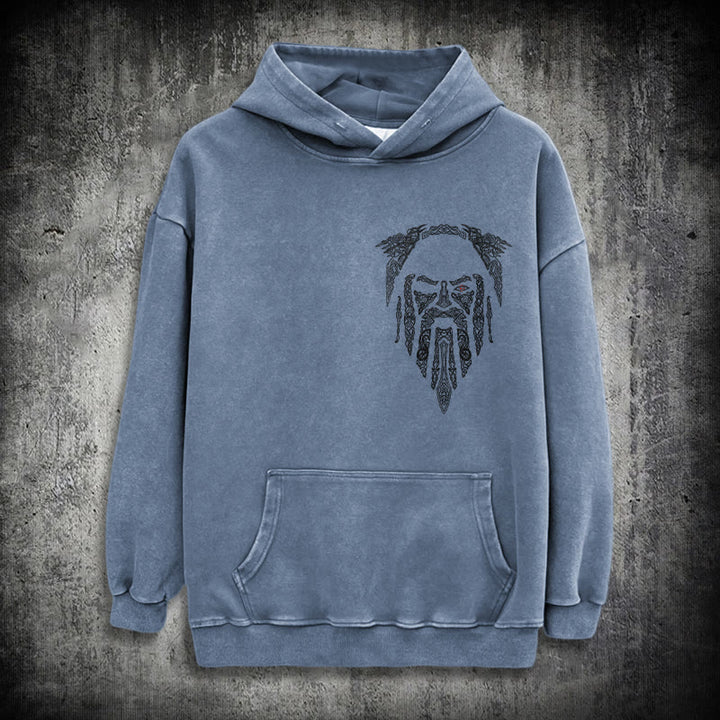 WorldNorse Gothic Rune Viking Elder Washed Hoodie - Blue - 3XL - image 15