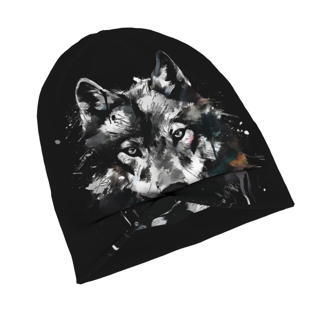 WorldNorse Watercolor Wolf Splatter Ink Beanie - image 2