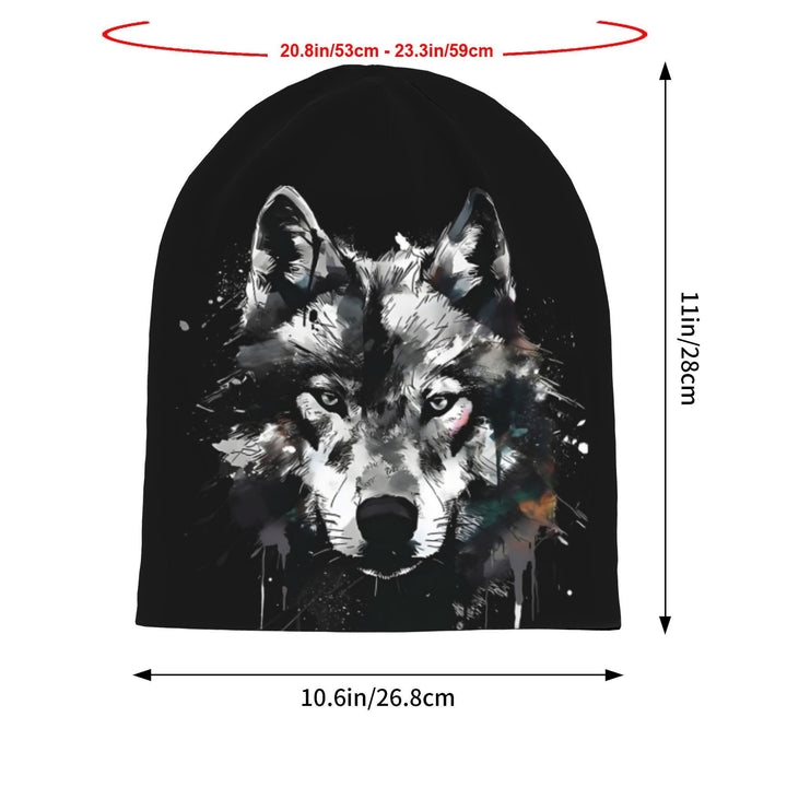 WorldNorse Watercolor Wolf Splatter Ink Beanie - image 4