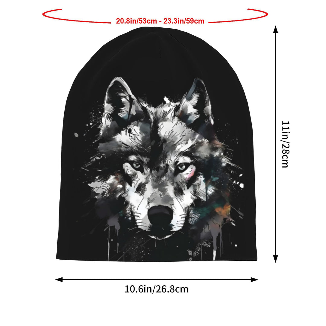 WorldNorse Watercolor Wolf Splatter Ink Beanie - image 4