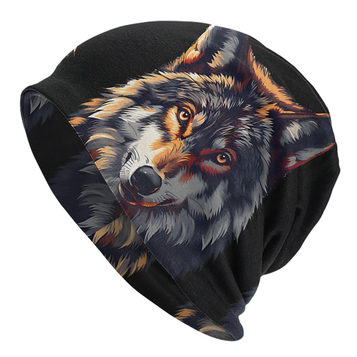 WorldNorse Watercolor Wolf Splatter Ink Beanie - Black and Yellow - image 5