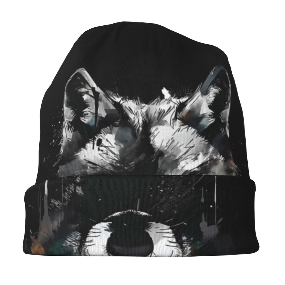 WorldNorse Watercolor Wolf Splatter Ink Beanie - image 1