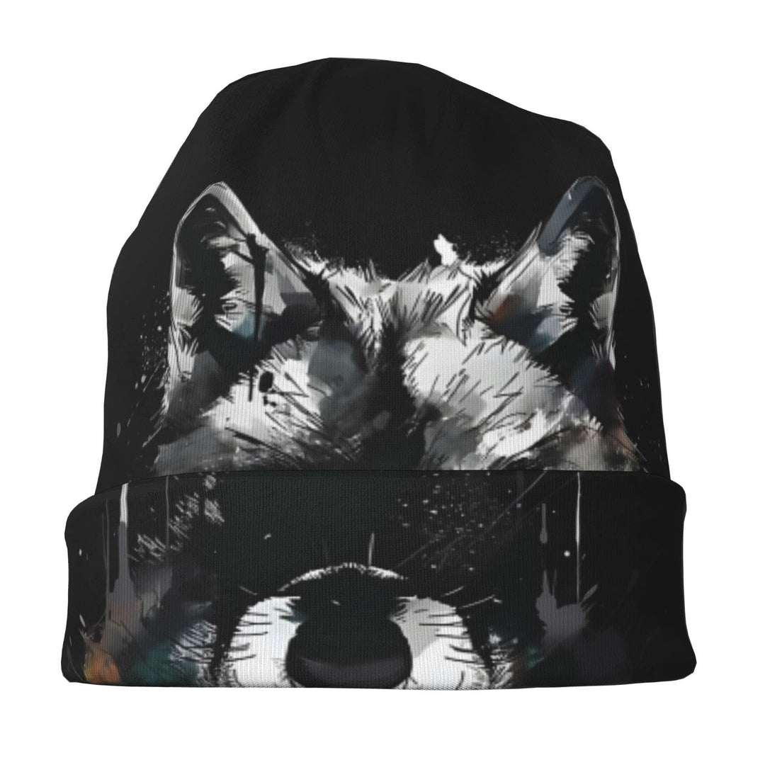 WorldNorse Watercolor Wolf Splatter Ink Beanie - image 1