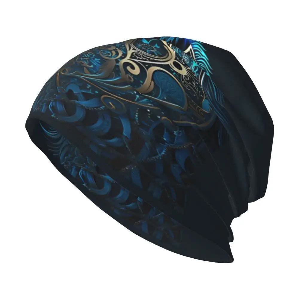 WorldNorse Gilded Ornament Wolf Azure Glow Beanie - image 4