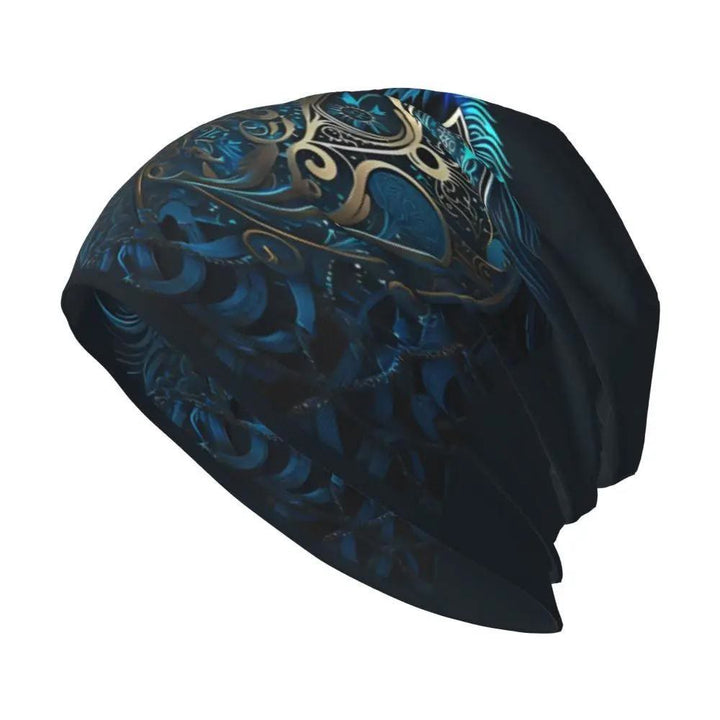 WorldNorse Gilded Ornament Wolf Azure Glow Beanie - image 4