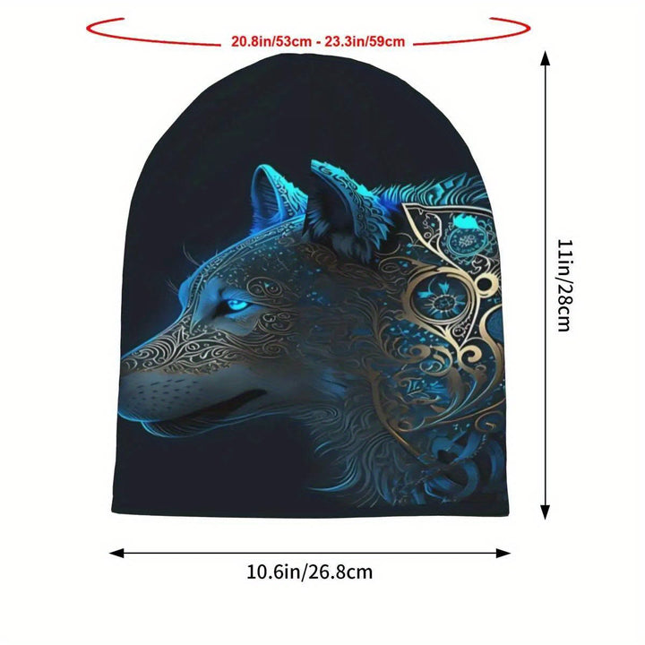 WorldNorse Gilded Ornament Wolf Azure Glow Beanie - image 6