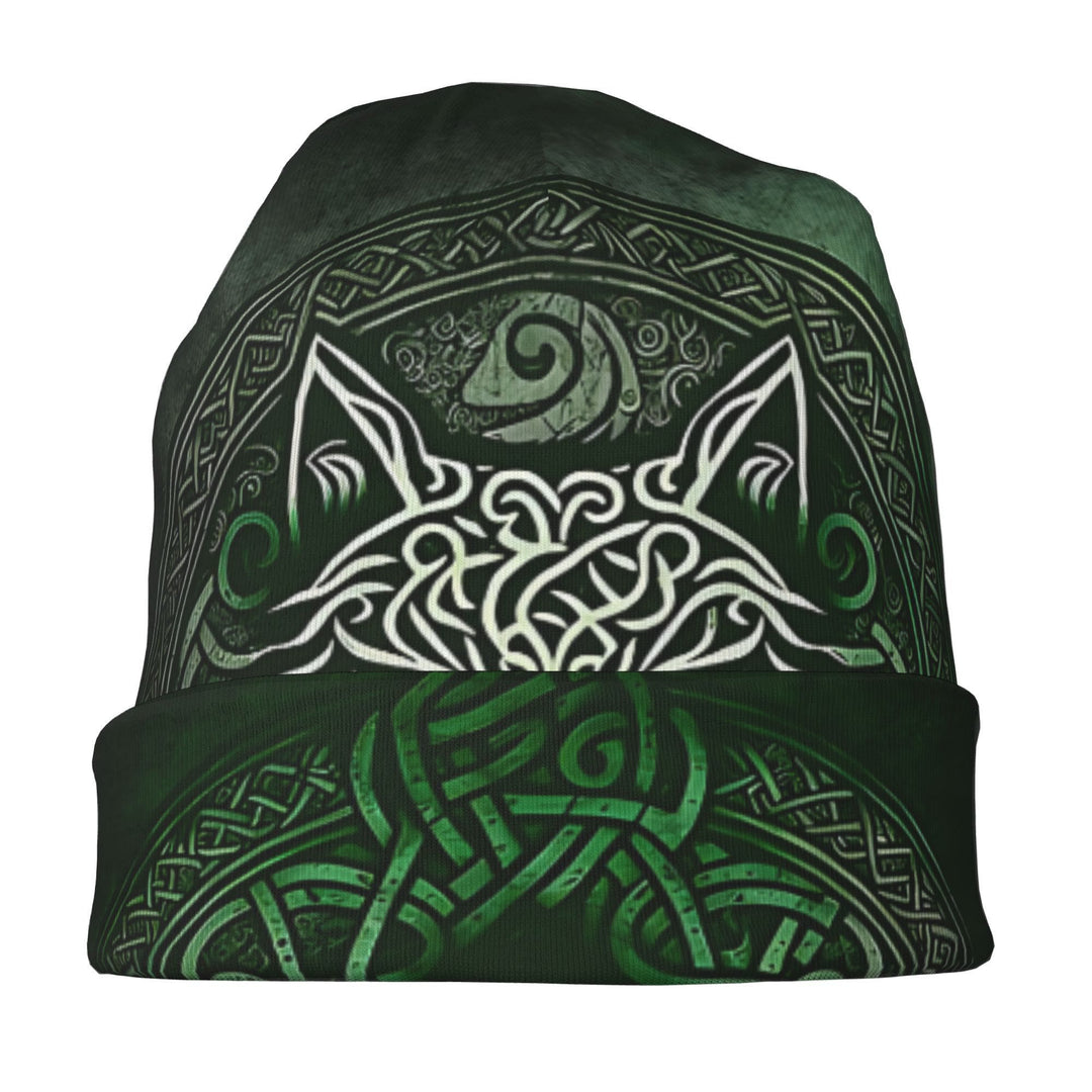 WorldNorse Emerald Celtic Knot Wolf Beanie - image 1