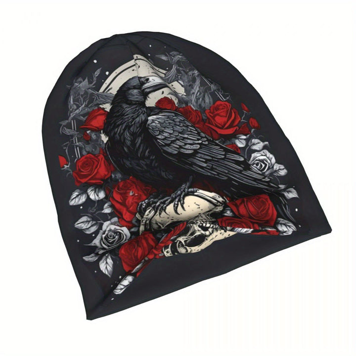 WorldNorse Dark Raven Blood Skull Gothic Pattern Beanie - image 6