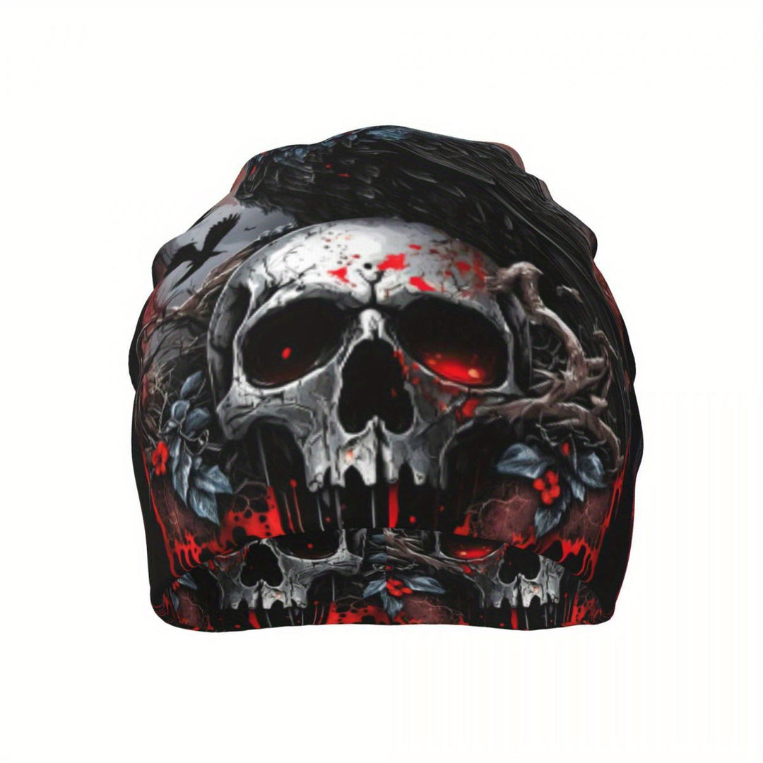 WorldNorse Dark Raven Blood Skull Gothic Pattern Beanie - image 9