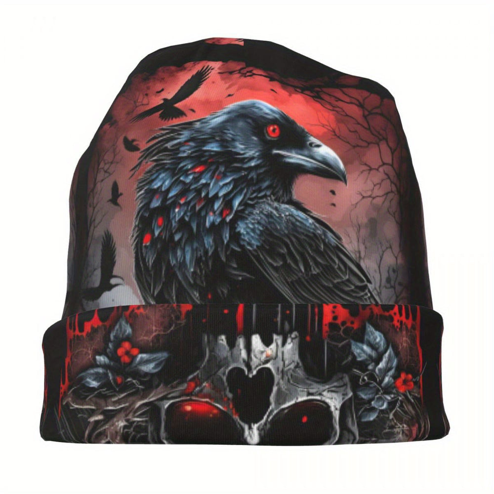 WorldNorse Dark Raven Blood Skull Gothic Pattern Beanie - image 1