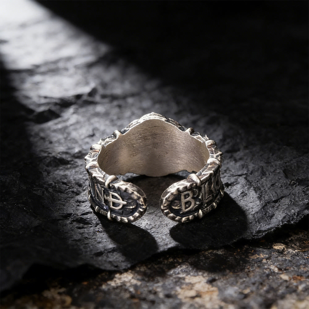 WorldNorse Gilded Mask Rune Embossed Ring - image 4