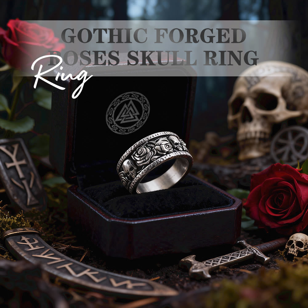 FREE Today: Gothic Forged Roses Skull Ring - image 2
